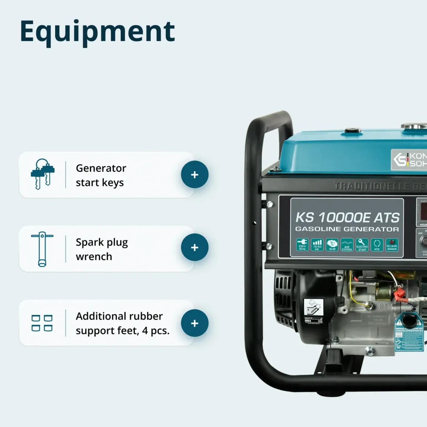 Könner & Söhnen Benzinegenerator Ks 10000e Ats Maximaal Vermogen 8 Kw