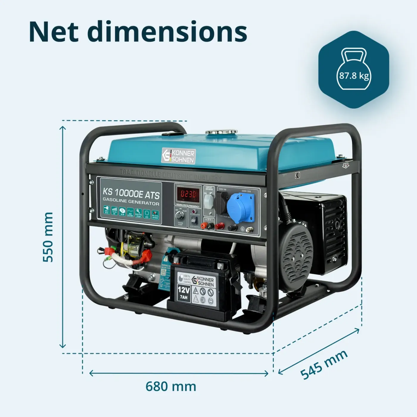 Könner & Söhnen Benzinegenerator Ks 10000e Ats Maximaal Vermogen 8 Kw