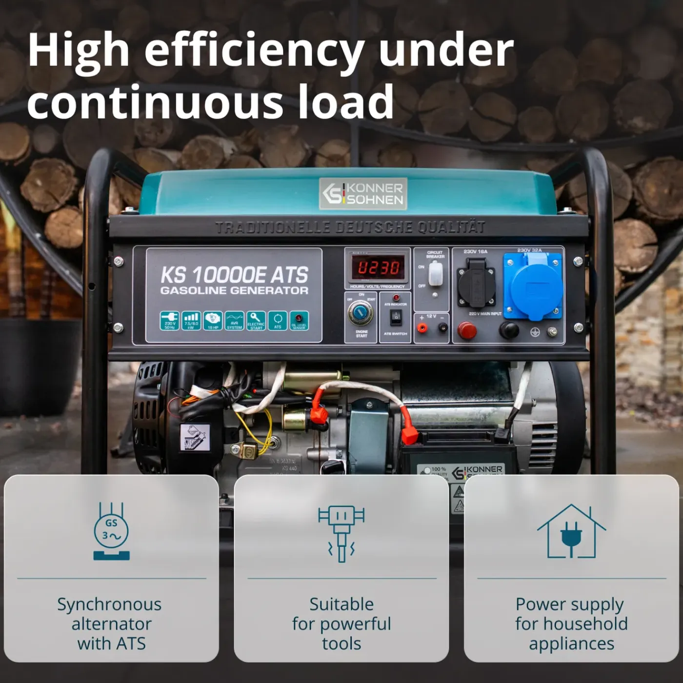 Könner & Söhnen Benzinegenerator Ks 10000e Ats Maximaal Vermogen 8 Kw