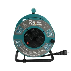 Könner & Söhnen Kabelhaspel Ks Cr-25m, 25 M 3x2,5mm², 3g2,5, 4 Stopcontacten, Ip44, H07rn-f, 3600 W