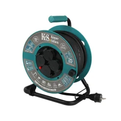 Könner & Söhnen Kabelhaspel Ks Cr-25m, 25 M 3x2,5mm², 3g2,5, 4 Stopcontacten, Ip44, H07rn-f, 3600 W