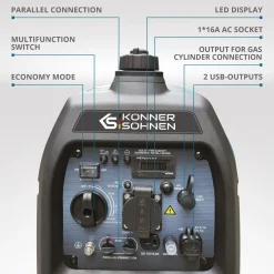 Könner & Söhnen Lpg/benzine Invertergenerator Ks 2100ig S Maximaal Vermogen 2kw