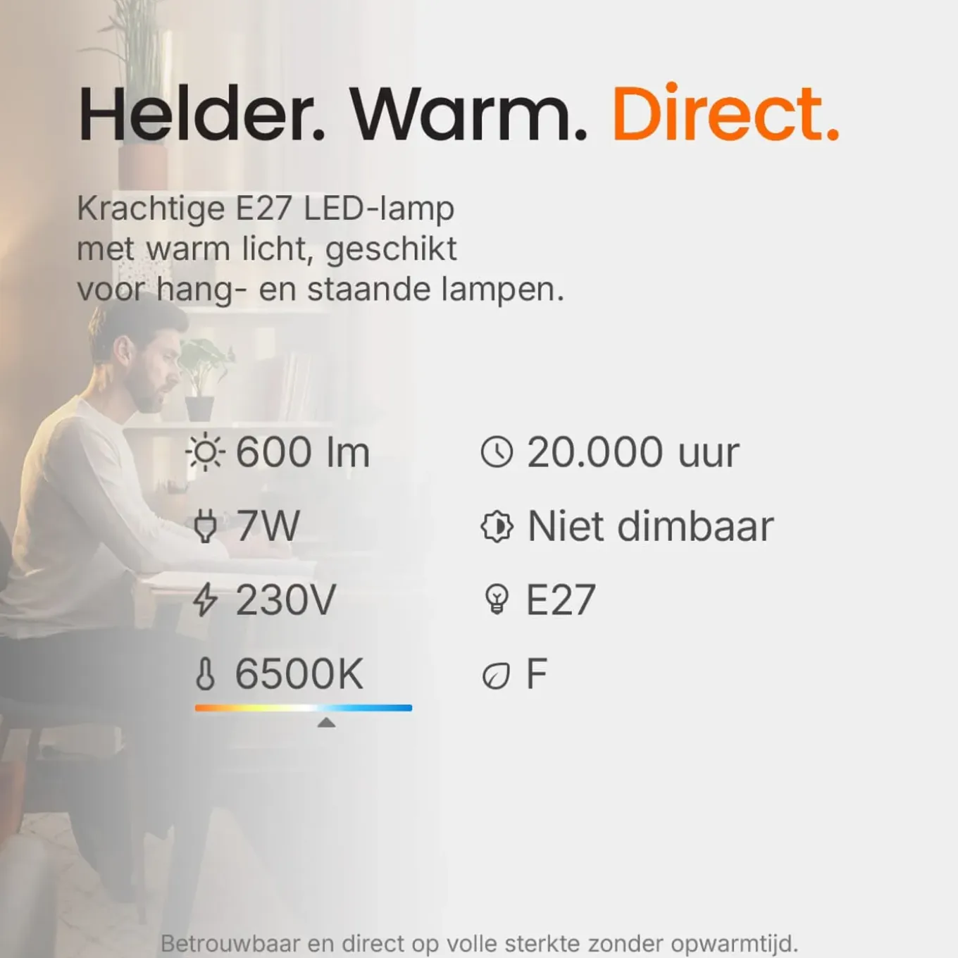 Kobi Led Lamp E27 - 7w 600lm 6500k - Koel Wit Licht - Vervangt 53w - Kaarslamp C37 - 1 Stuk