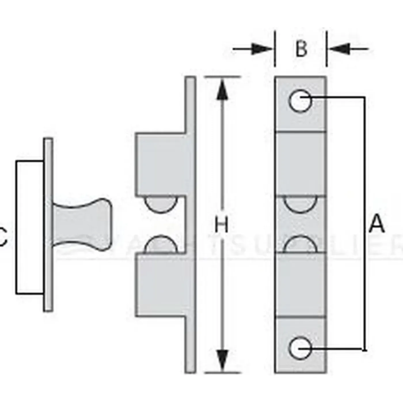 Yachtsupplier Kogelsnapslot Nikkel 43x8 met Rvs kogels en veer - 2 stuks