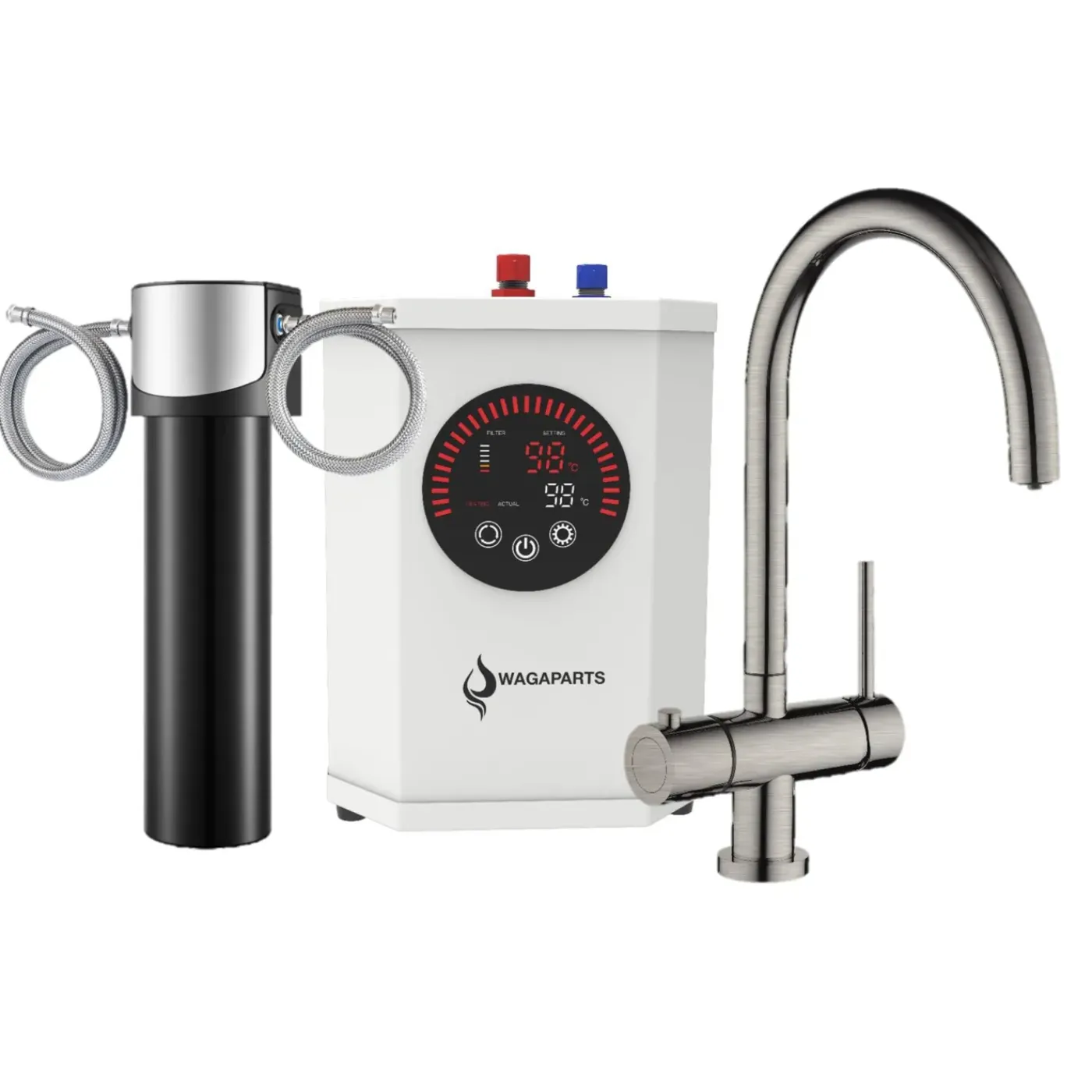 Wagaparts Kokend Heet Waterkraan - Nikkel (d7a902q) Incl. Boiler En Gratis Filter