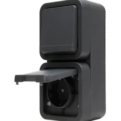 Kopp Combinatie Stopcontact Maris - 1-voudig Geaard Opbouw Spatwaterdicht - Antraciet