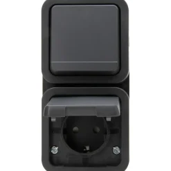 Kopp Combinatie Stopcontact Maris - 1-voudig Geaard Opbouw Spatwaterdicht - Antraciet