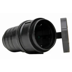 Kopp contrastekker randaarde met klep rubber groot model IP44 zwart