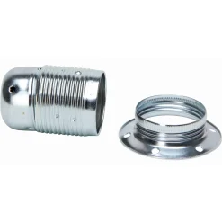 Kopp lamphouder E27 met 2 ringen chroom