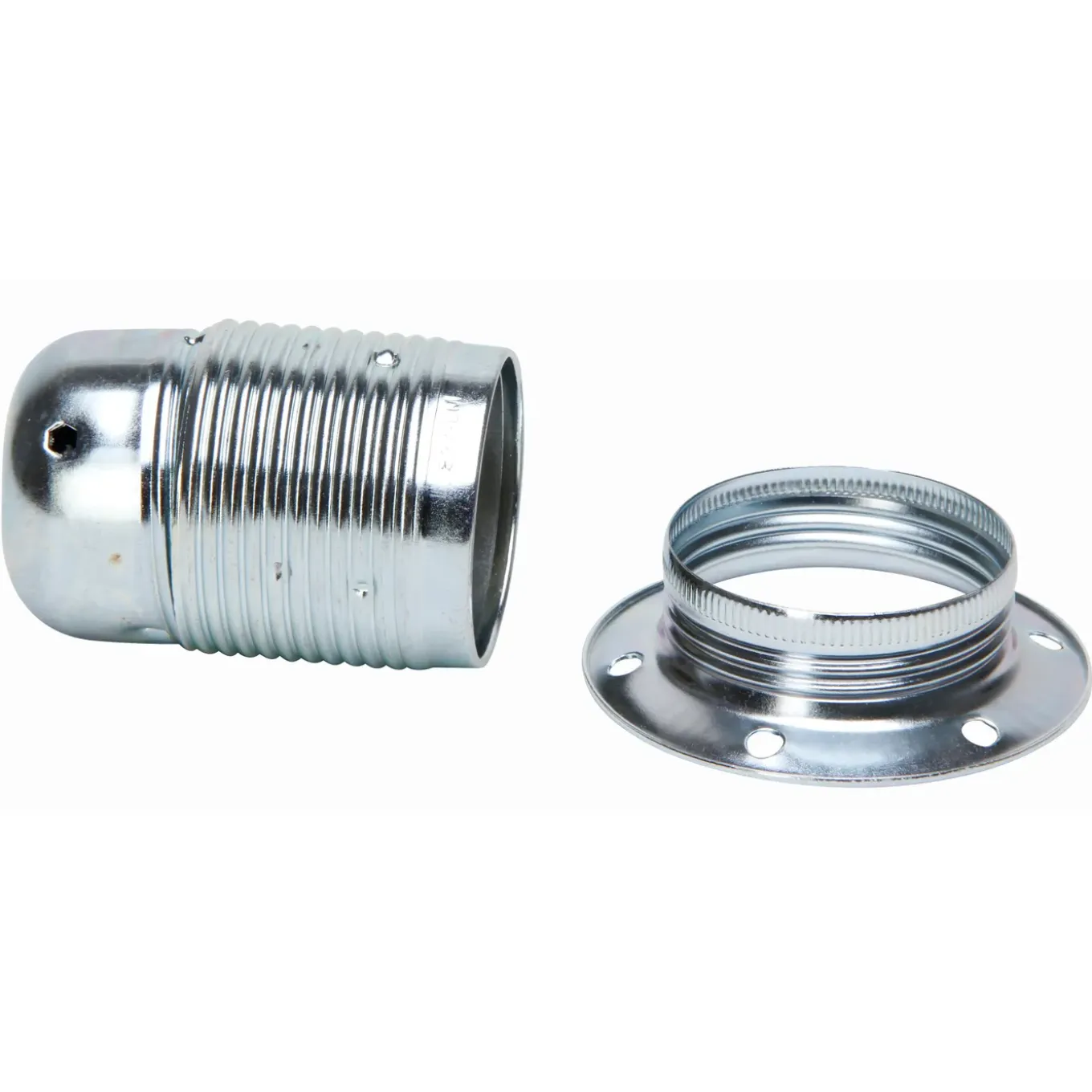 Kopp lamphouder E27 met 2 ringen chroom