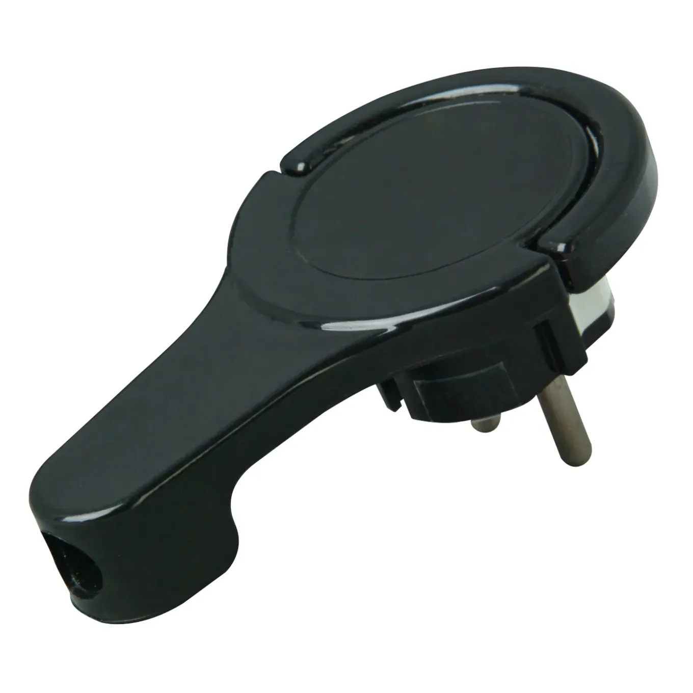 Kopp platte stekker RA + zij-invoer 8 mm zwart