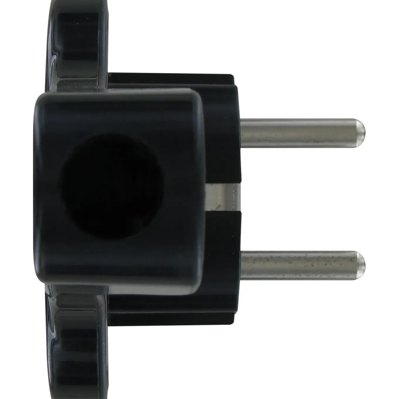 Kopp platte stekker RA + zij-invoer 8 mm zwart