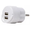 Kopp stekker adapter dubbele USB-A wit