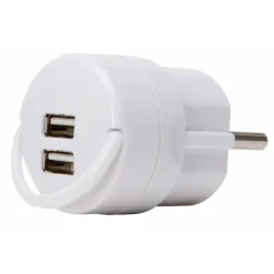 Kopp stekker adapter dubbele USB-A wit