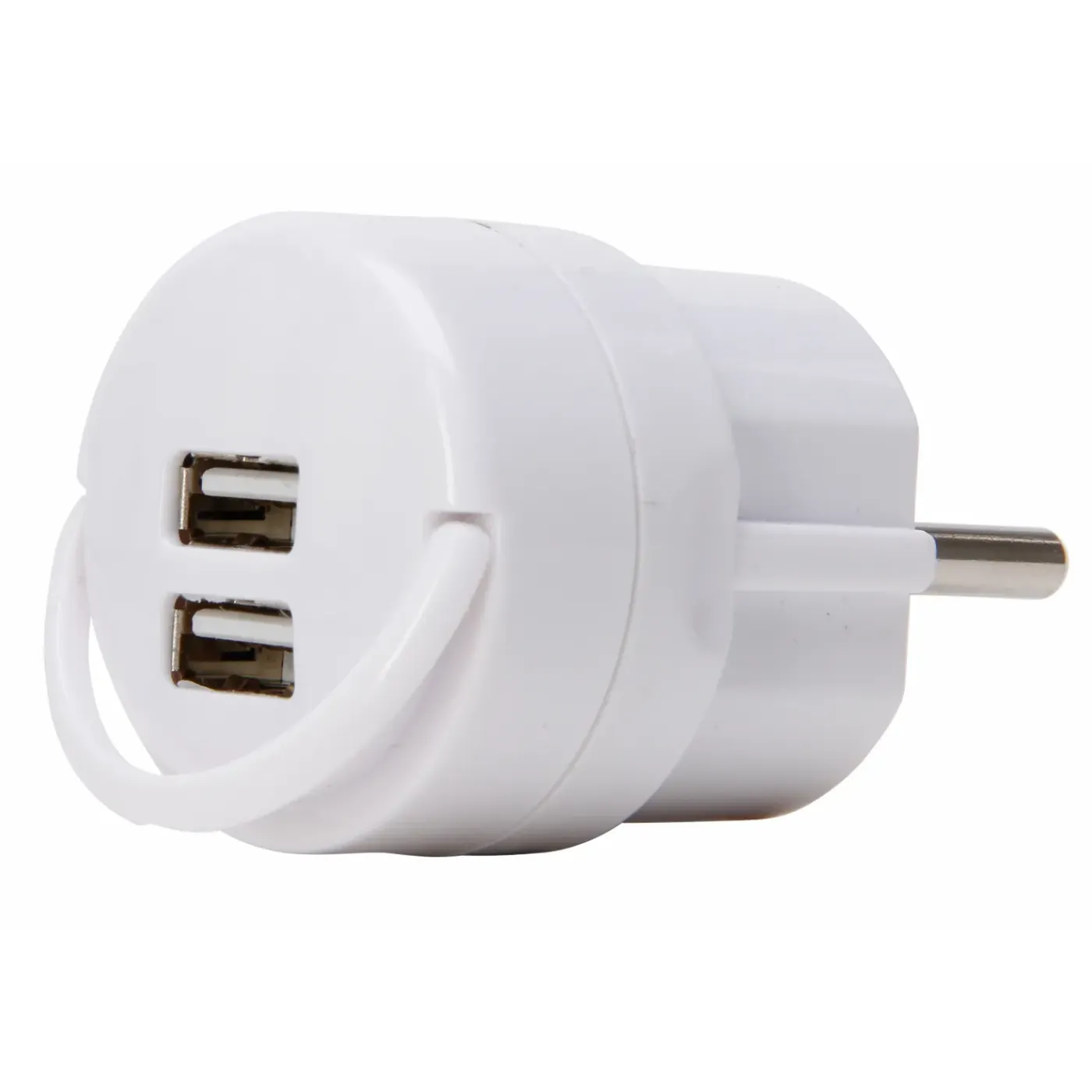 Kopp stekker adapter dubbele USB-A wit