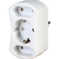 Kopp stekker adapter geaard/euro 3-voudig wit