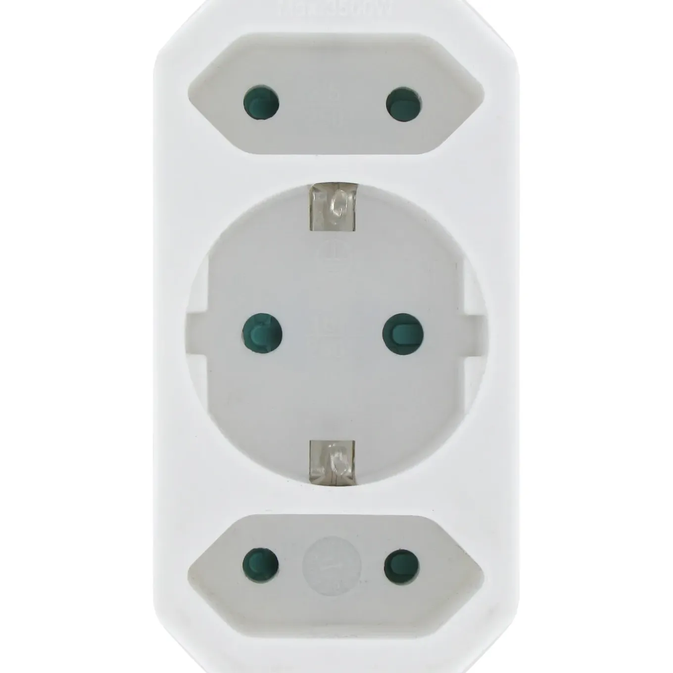 Kopp stekker adapter geaard/euro 3-voudig wit