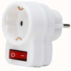 Kopp stekker adapter geaard met schakelaar wit