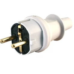 Kopp stekker geaard PVC IP44 grijs