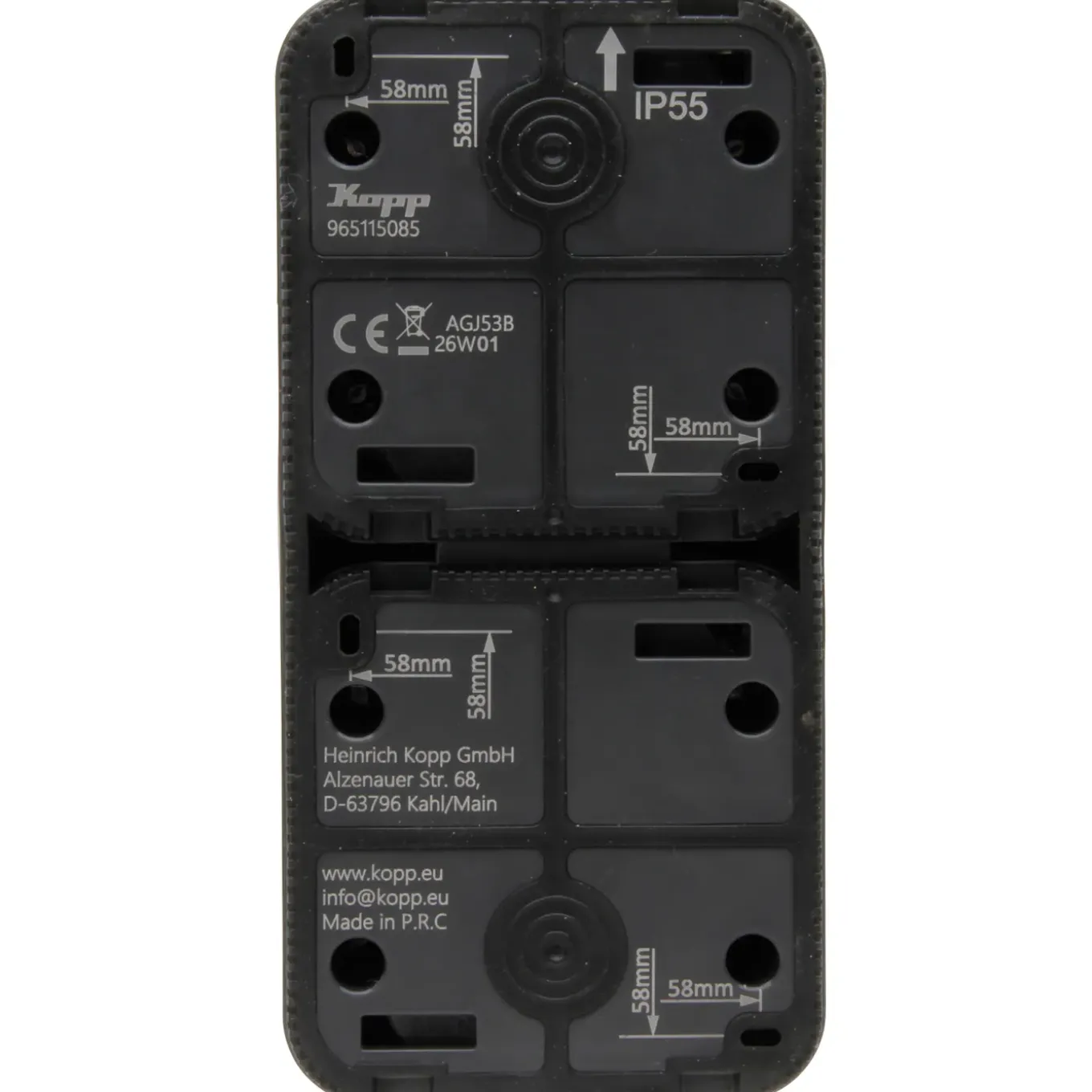 Kopp Stopcontact Maris - 2-voudig Geaard Opbouw Spatwaterdicht - Antraciet