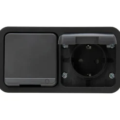 Kopp Stopcontact Maris - 2-voudig Geaard Opbouw Spatwaterdicht - Antraciet
