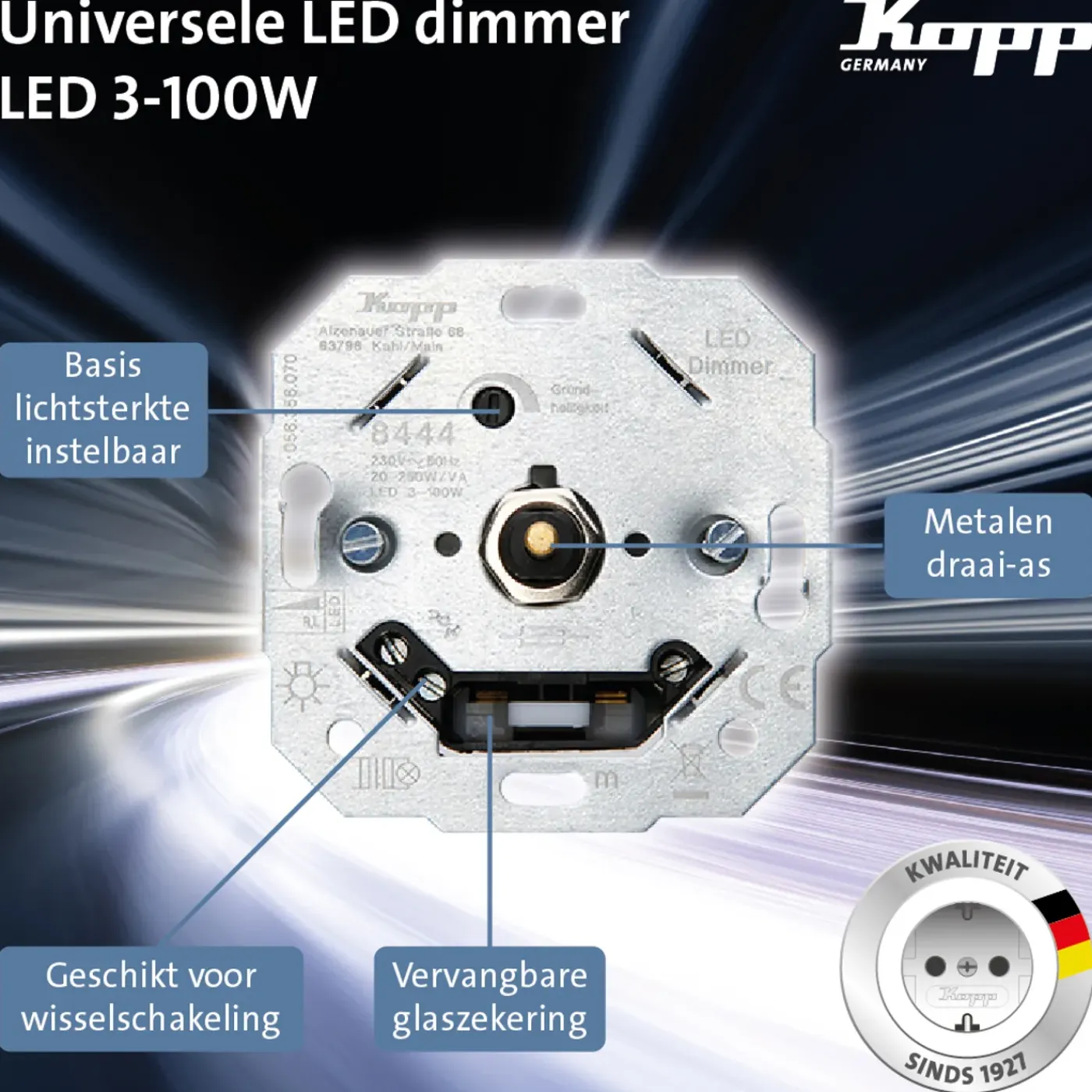 Kopp TechnikCenter Dimmer - Inbouw - 3-100W