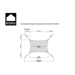 Kopu Schaduwdoek Rechthoek 280 Gram Waterdoorlatend 3x4 M - Creme