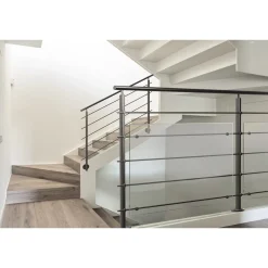 Kordo - Balustradepaal Voor Vlakke Montage - Prestio - Zwart Aluminium