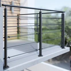 Kordo - Balustradepaal Voor Vlakke Montage - Prestio - Zwart Aluminium