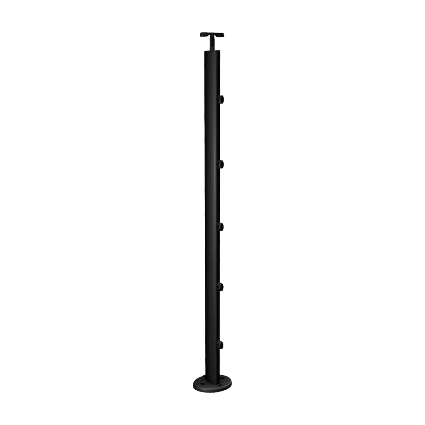 Kordo - Balustradepaal Voor Vlakke Montage - Prestio - Zwart Aluminium