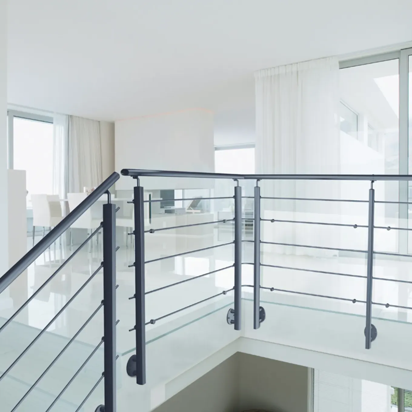 Kordo - Balustradepaal Voor Zijmontage - Prestio - Antraciet Aluminium