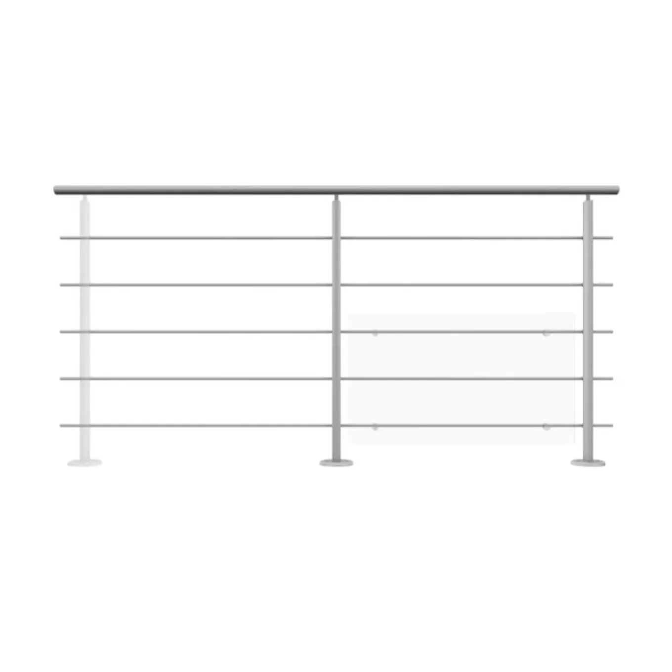 Kordo - Balustradeset Voor Vlakke Montage - Prestio - Grijs Aluminium - 2 M