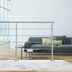 Kordo - Balustradeset Voor Vlakke Montage - Prestio - Grijs Aluminium - 2 M