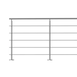 Kordo - Balustradeset Voor Vlakke Montage - Prestio - Grijs Aluminium - 2 M