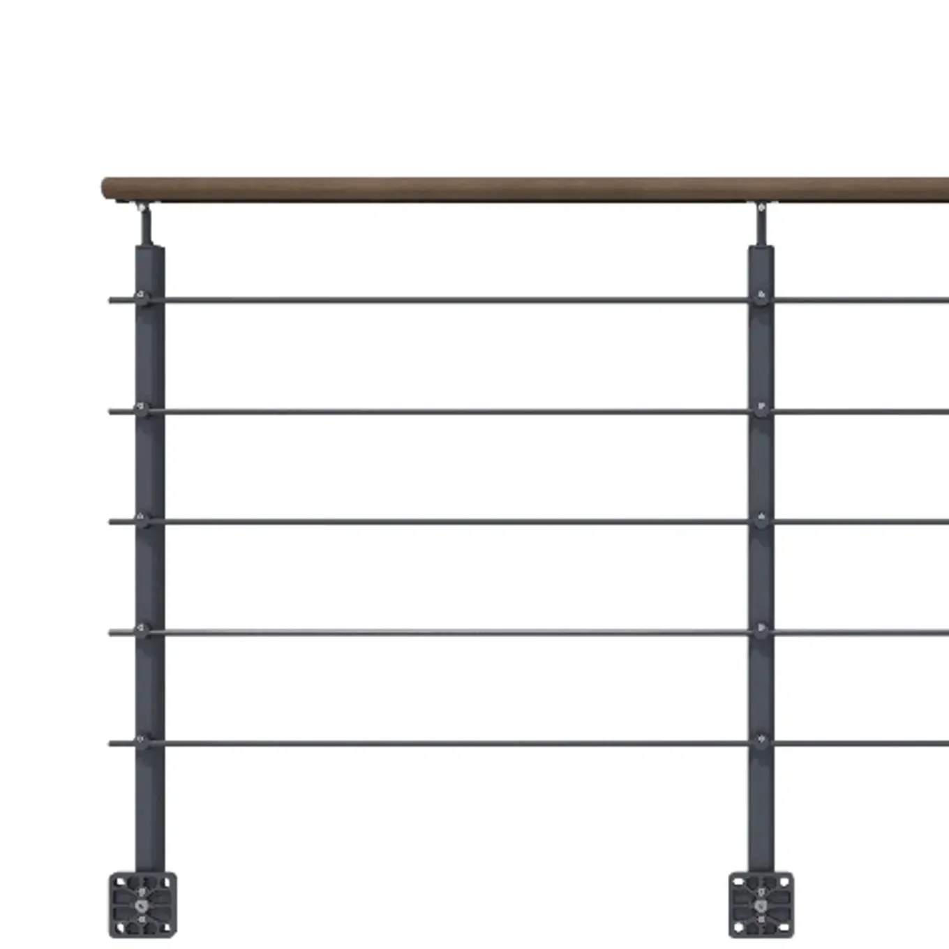 Kordo - Balustrade Zijdelingse Montage - Opalu - Antracietgrijs Met Kebony Handgreep - 2 M