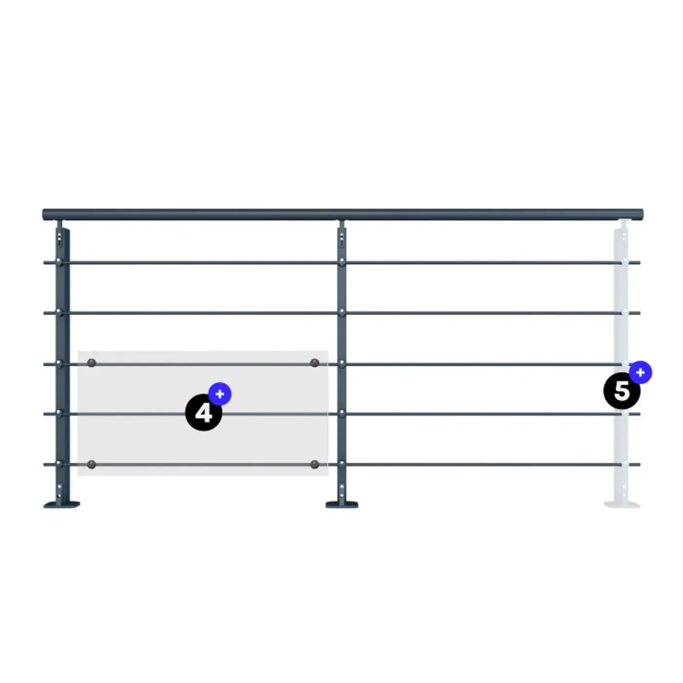 Kordo Initio Balustrade Plat Gelegd Antraciet Grijs 200cm