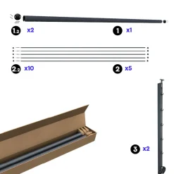 Kordo Initio Opbouw Balustrade Kit Antraciet Grijs 200cm