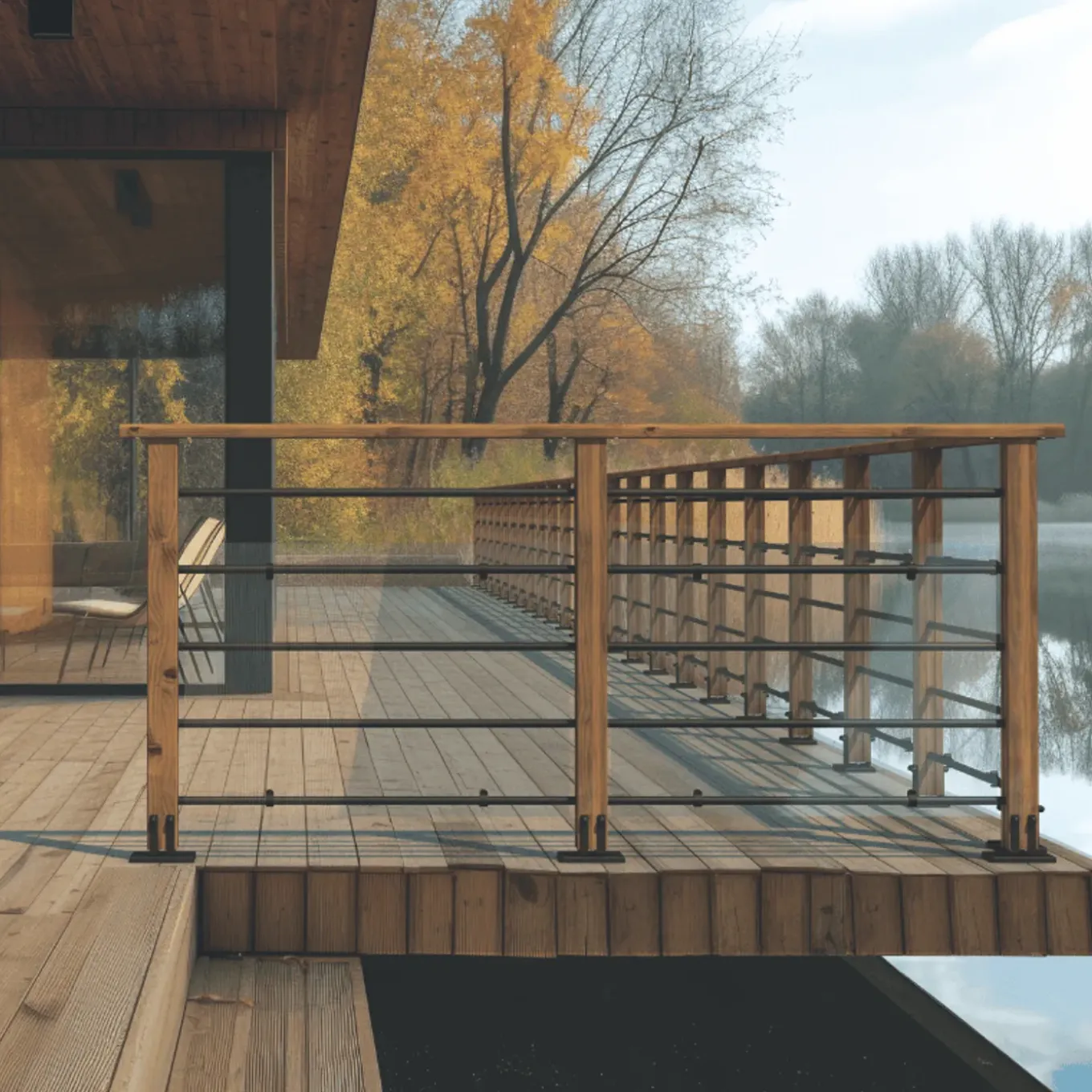 Kordo - Vullingkit Met Buizen Voor Houten Balustrade - Sepia - 1m