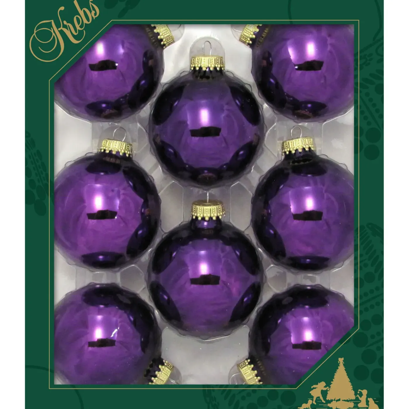 Krebs Kerstballen - 8x St - Koning Paars - 7cm - Glas - Glans