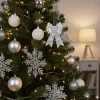 Krist+ Kerstboomversiering Strik - Zilver Glimmend - 15 X 25 Cm