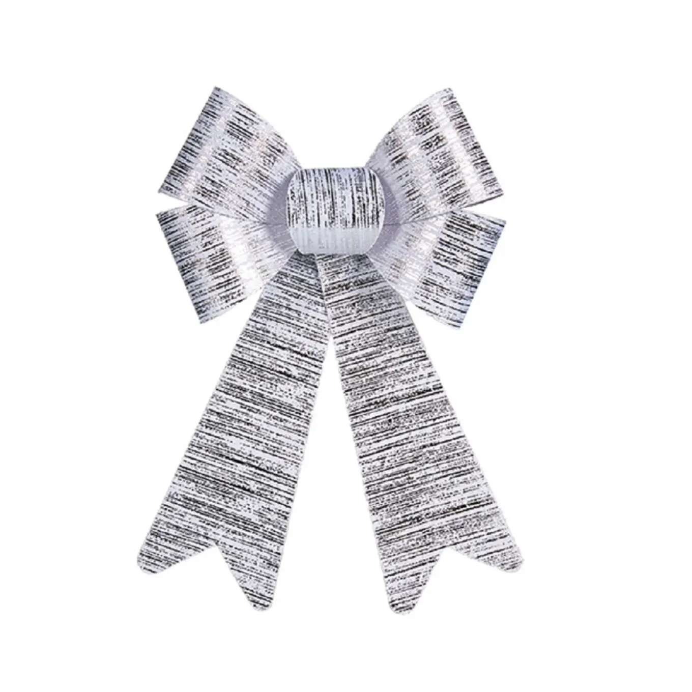 Krist+ Kerstboomversiering Strik - Zilver Glimmend - 15 X 25 Cm