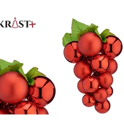 Krist+ Kerstornament Druiventros - Rood - 33 Cm - Kunststof