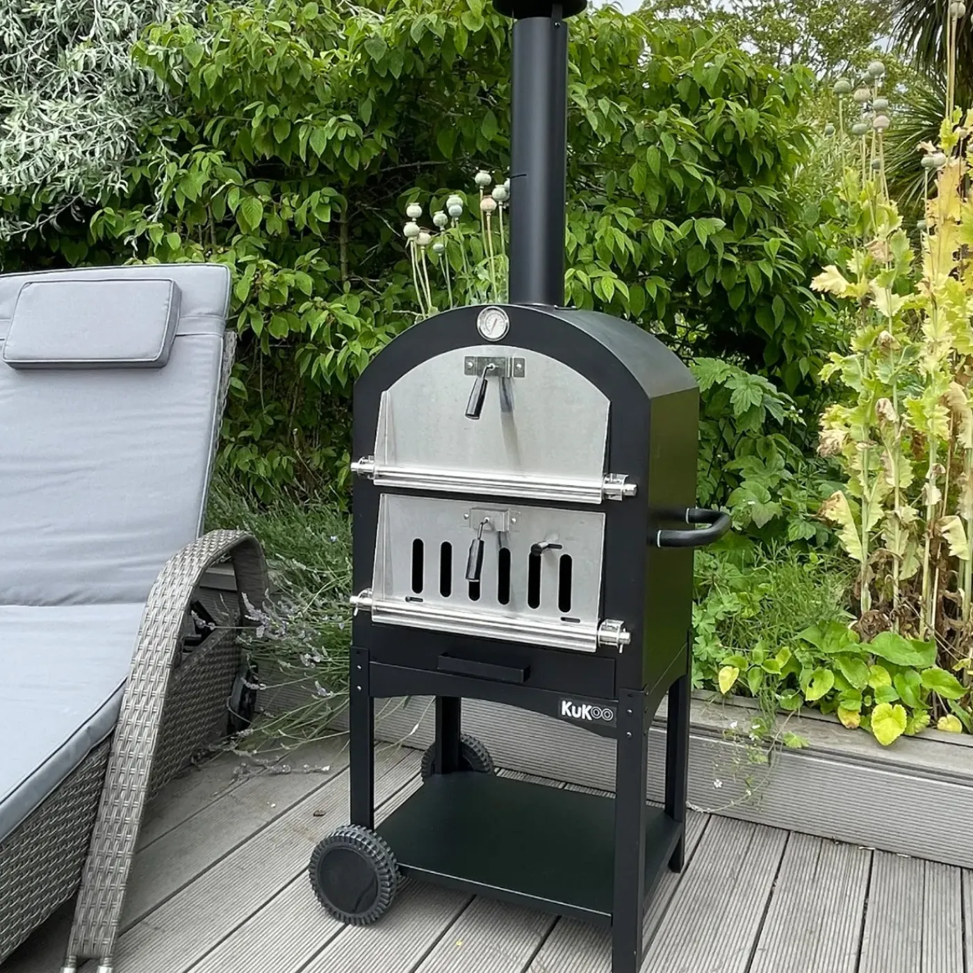 Monster Shop KuKoo Buiten Pizzaoven & Barbecue - Draagbare Houtskool BBQ