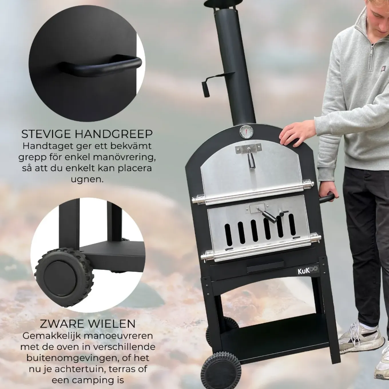 KuKoo Pizza oven - buiten + Pizzaschep