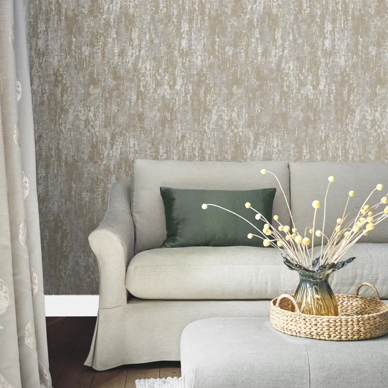 Laura Ashley Whinfell Behang - Glitter - 10mx52cm - Beige