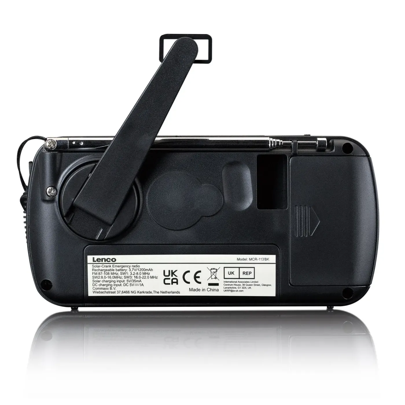 Lenco MCR-113BK - Draagbare Opwindbare Noodradio - Zaklamp & Powerbank in één - Noodpakket - Zwart