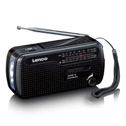 Lenco MCR-113BK - Draagbare Opwindbare Noodradio - Zaklamp & Powerbank in één - Noodpakket - Zwart