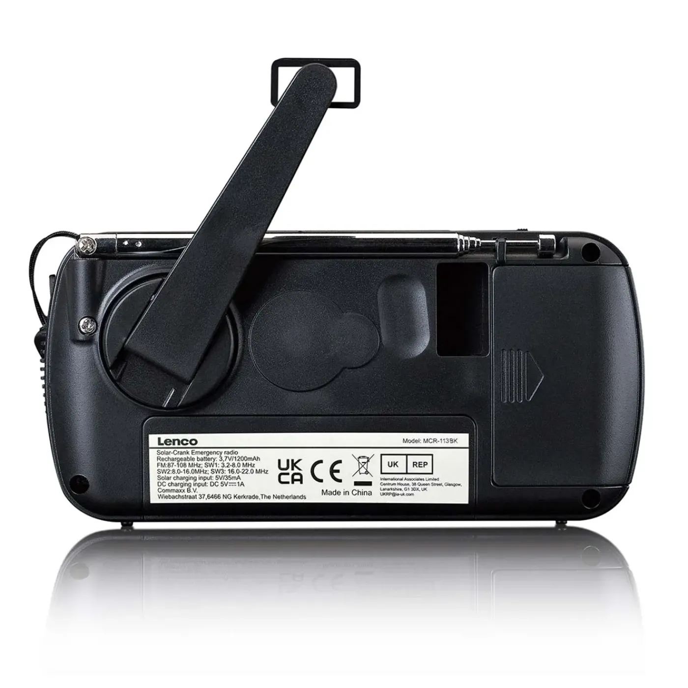 Lenco MCR-113BK - Draagbare Opwindbare Noodradio - Zaklamp & Powerbank in één - Noodpakket - Zwart