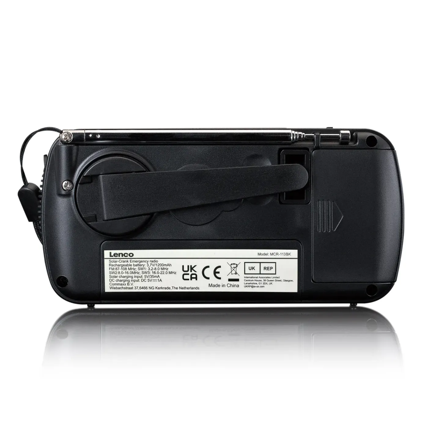 Lenco MCR-113BK - Draagbare Opwindbare Noodradio - Zaklamp & Powerbank in één - Noodpakket - Zwart