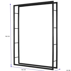Lendo Online Brandhoutrek 148×25×196 Cm Zwart Staal